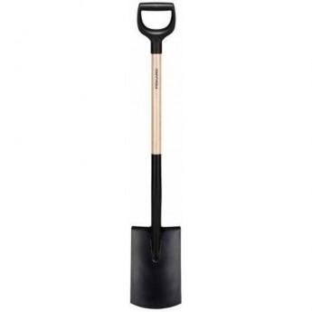 Лопата штыковая FISKARS 1066722 с закругленным лезвием и деревяной ручкой черная Лопата штыковая FISKARS 1066722 с закругленным лезвием и деревяной ручкой черная